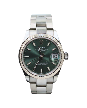 Rolex Datejust 31 White Gold/Steel Mint Green Index Dial & Fluted Bezel Oyster Bracelet 278274 - 31mm