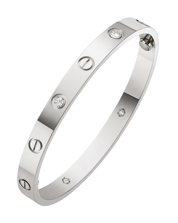 Cartier love bangle white gold 4 diamonds 19mm
