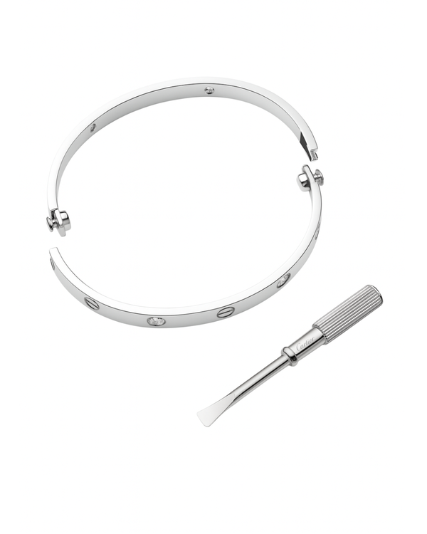 Cartier love bangle white gold 4 diamonds 19mm
