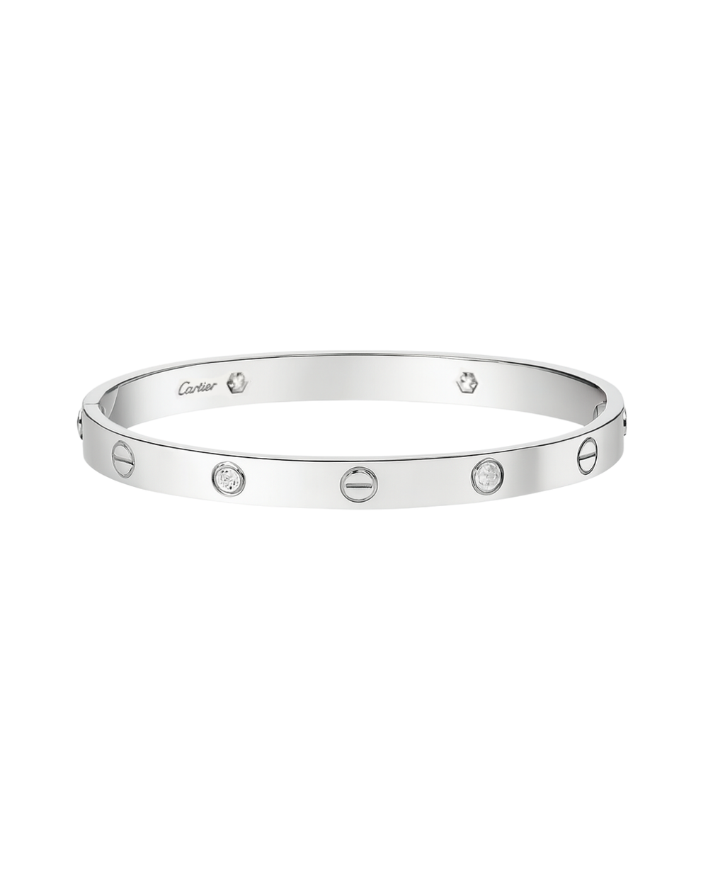 Cartier love bangle white gold 4 diamonds 19mm