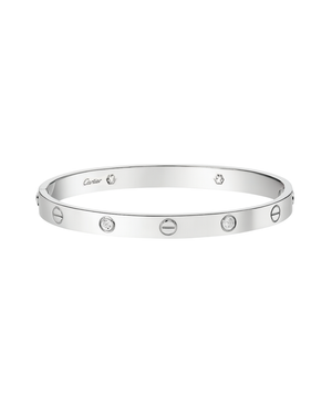 Cartier love bangle white gold 4 diamonds 19mm