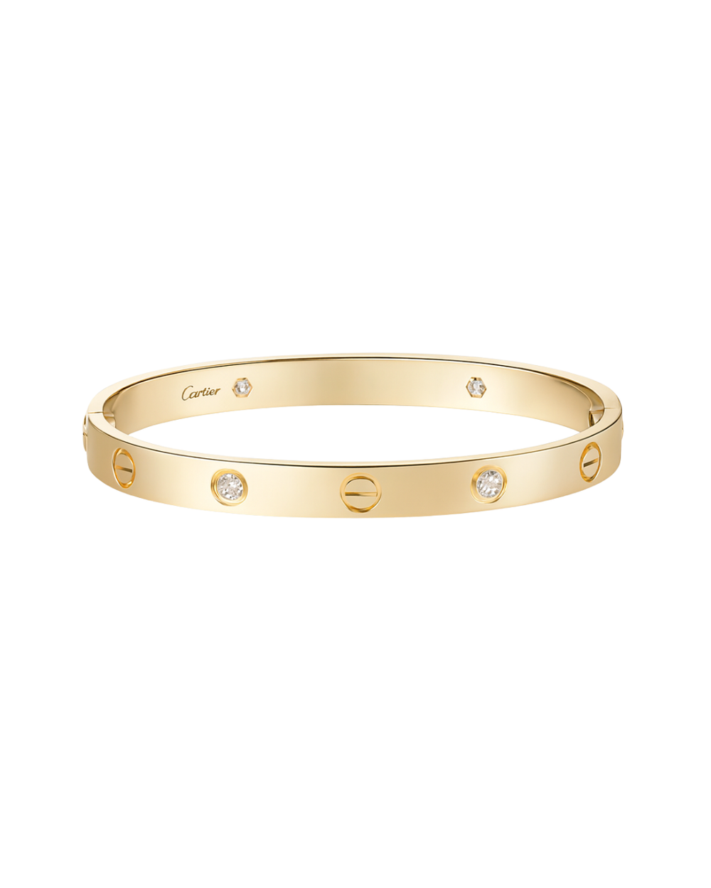 Cartier love bangle yellow gold 4 diamonds 19mm