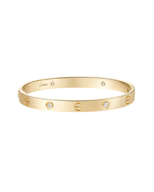 Cartier love bangle yellow gold 4 diamonds 19mm