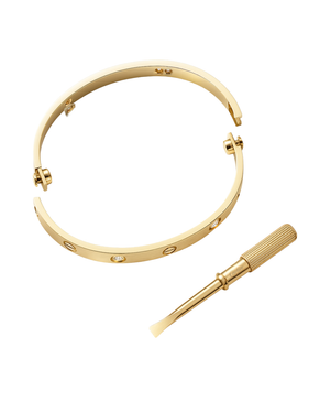 Cartier love bangle yellow gold 4 diamonds 19mm