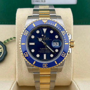 Rolex Submariner blue dial two tone gold “bluesy” 2018 ref: 116613LB, box, papers & all links, mint condition.