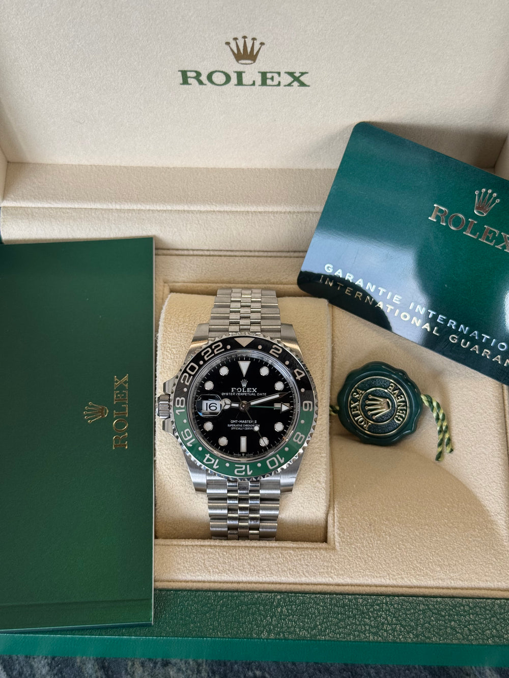 GMT Master 2 “Sprite” 2022 box and papers