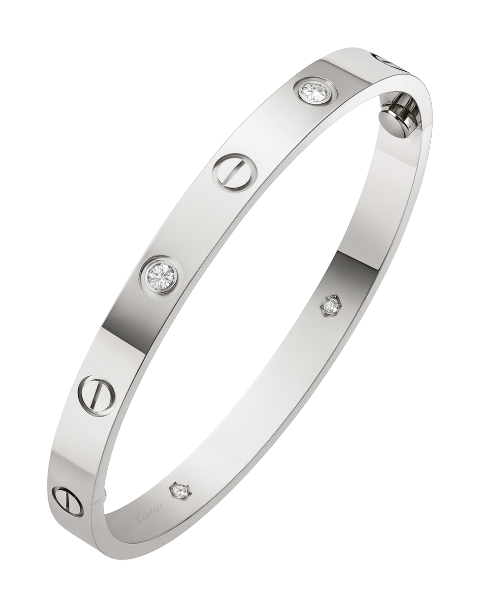 Cartier love bangle white gold 4 diamonds 19mm