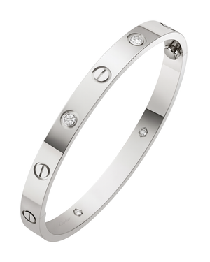 Cartier love bangle white gold 4 diamonds 19mm