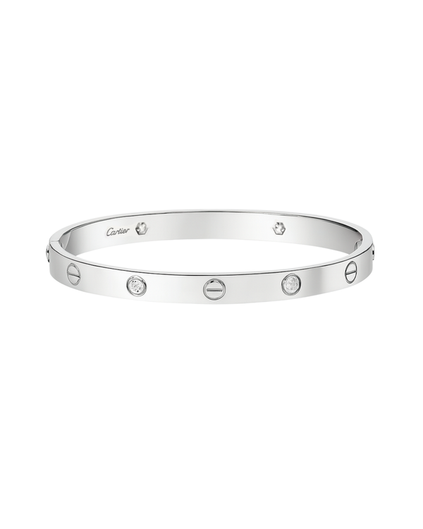 Cartier love bangle white gold 4 diamonds 19mm