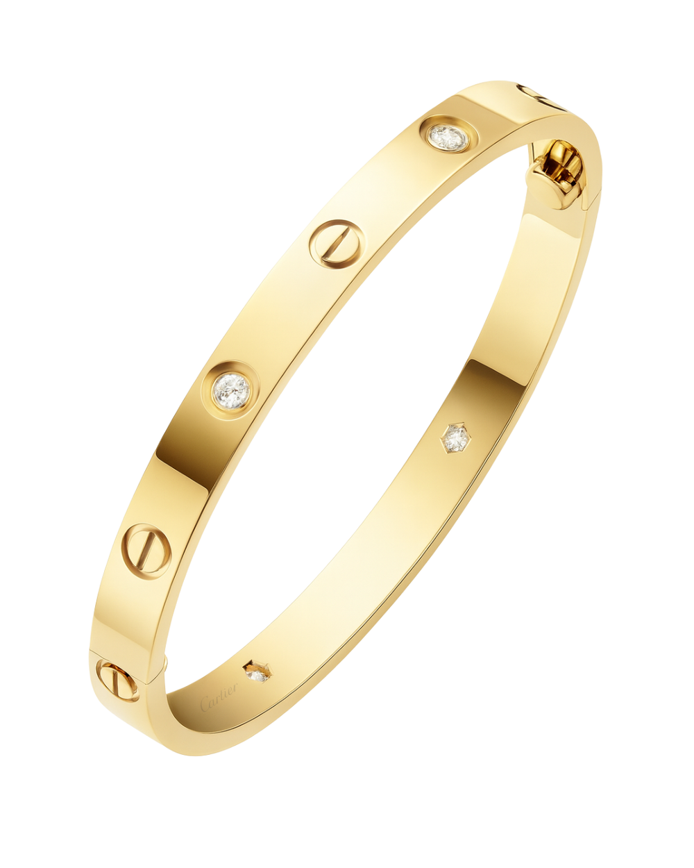 Cartier love bangle yellow gold 4 diamonds 19mm